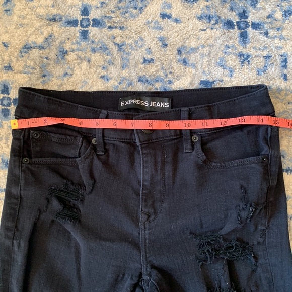 Express Distressed Skinny Black Jeans - Picture 7 of 11